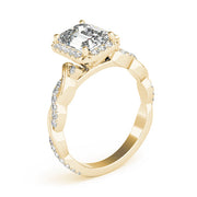 Exquisite Braided Shank With Cut Halo Head Emerald Diamond Engagement Ring in 10K/14K gold and platinum with certified lab-grown or natural diamonds