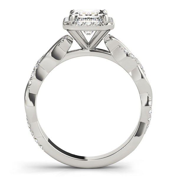 Exquisite Braided Shank With Cut Halo Head Emerald Diamond Engagement Ring in 10K/14K gold and platinum with certified lab-grown or natural diamonds