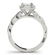 Exquisite Braided Shank With Cut Halo Head Emerald Diamond Engagement Ring in 10K/14K gold and platinum with certified lab-grown or natural diamonds