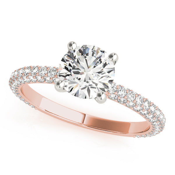 Classic Pave Engagement Ring With Head Round Diamond Engagement Ring in 10K/14K gold and platinum with certified lab-grown or natural diamonds