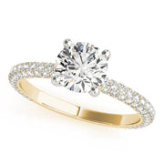 Classic Pave Engagement Ring With Head Round Diamond Engagement Ring in 10K/14K gold and platinum with certified lab-grown or natural diamonds