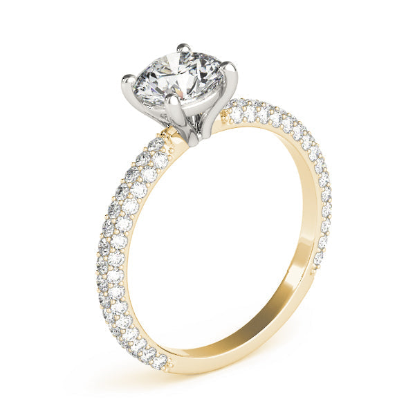 Classic Pave Engagement Ring With Head Round Diamond Engagement Ring in 10K/14K gold and platinum with certified lab-grown or natural diamonds