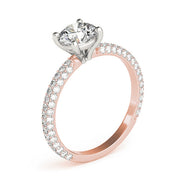 Classic Pave Engagement Ring With Head Round Diamond Engagement Ring in 10K/14K gold and platinum with certified lab-grown or natural diamonds