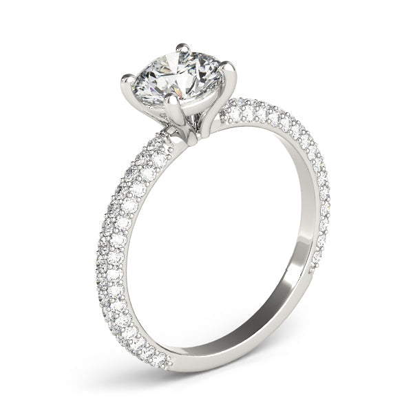 Classic Pave Engagement Ring With Head Round Diamond Engagement Ring in 10K/14K gold and platinum with certified lab-grown or natural diamonds
