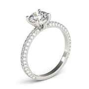 Classic Pave Engagement Ring With Head Round Diamond Engagement Ring in 10K/14K gold and platinum with certified lab-grown or natural diamonds