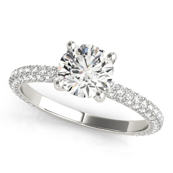 Classic Pave Engagement Ring With Head Round Diamond Engagement Ring in 10K/14K gold and platinum with certified lab-grown or natural diamonds