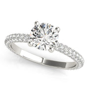 Classic Pave Engagement Ring With Head Round Diamond Engagement Ring in 10K/14K gold and platinum with certified lab-grown or natural diamonds
