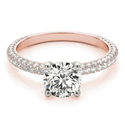 Classic Pave Engagement Ring With Head Round Diamond Engagement Ring in 10K/14K gold and platinum with certified lab-grown or natural diamonds