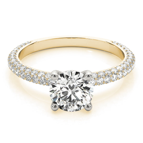 Classic Pave Engagement Ring With Head Round Diamond Engagement Ring in 10K/14K gold and platinum with certified lab-grown or natural diamonds