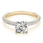 Classic Pave Engagement Ring With Head Round Diamond Engagement Ring in 10K/14K gold and platinum with certified lab-grown or natural diamonds