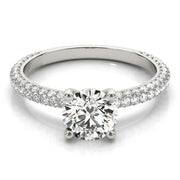 Classic Pave Engagement Ring With Head Round Diamond Engagement Ring in 10K/14K gold and platinum with certified lab-grown or natural diamonds