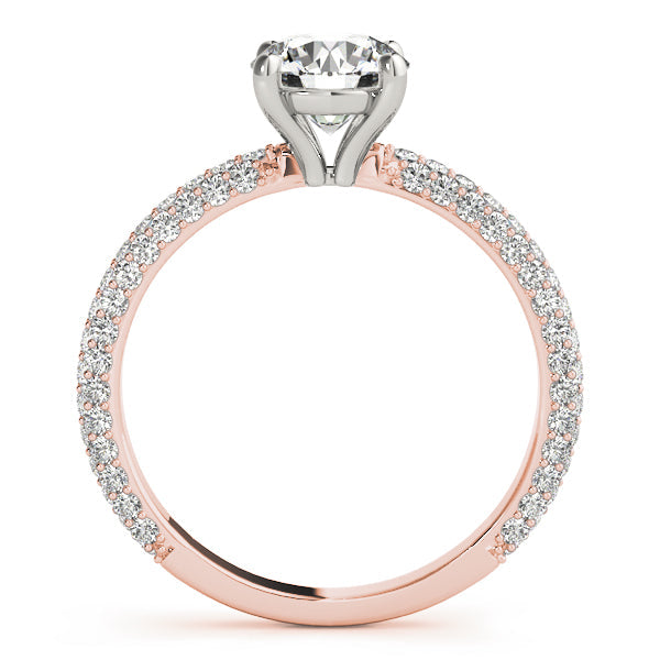 Classic Pave Engagement Ring With Head Round Diamond Engagement Ring in 10K/14K gold and platinum with certified lab-grown or natural diamonds