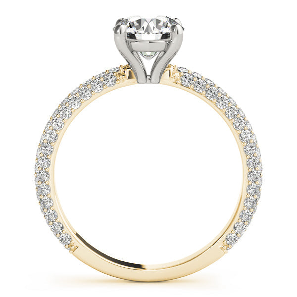 Classic Pave Engagement Ring With Head Round Diamond Engagement Ring in 10K/14K gold and platinum with certified lab-grown or natural diamonds
