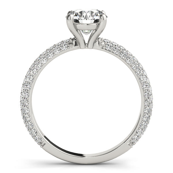 Classic Pave Engagement Ring With Head Round Diamond Engagement Ring in 10K/14K gold and platinum with certified lab-grown or natural diamonds