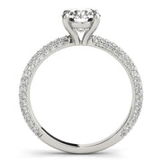 Classic Pave Engagement Ring With Head Round Diamond Engagement Ring in 10K/14K gold and platinum with certified lab-grown or natural diamonds