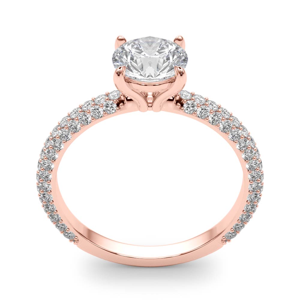 Classic Pave Engagement Ring With Head Round Diamond Engagement Ring in 10K/14K gold and platinum with certified lab-grown or natural diamonds