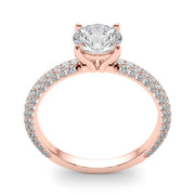 Classic Pave Engagement Ring With Head Round Diamond Engagement Ring in 10K/14K gold and platinum with certified lab-grown or natural diamonds