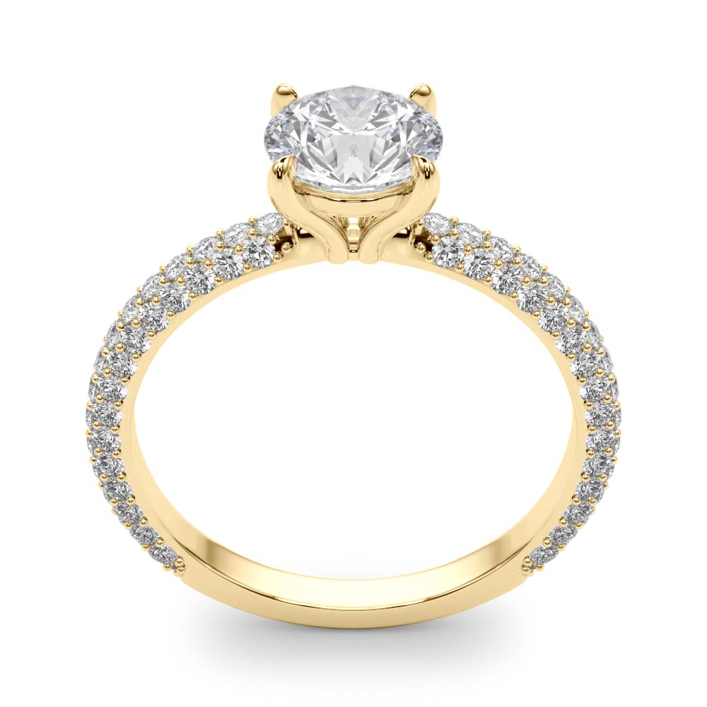 Classic Pave Engagement Ring With Head Round Diamond Engagement Ring in 10K/14K gold and platinum with certified lab-grown or natural diamonds
