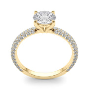 Classic Pave Engagement Ring With Head Round Diamond Engagement Ring in 10K/14K gold and platinum with certified lab-grown or natural diamonds