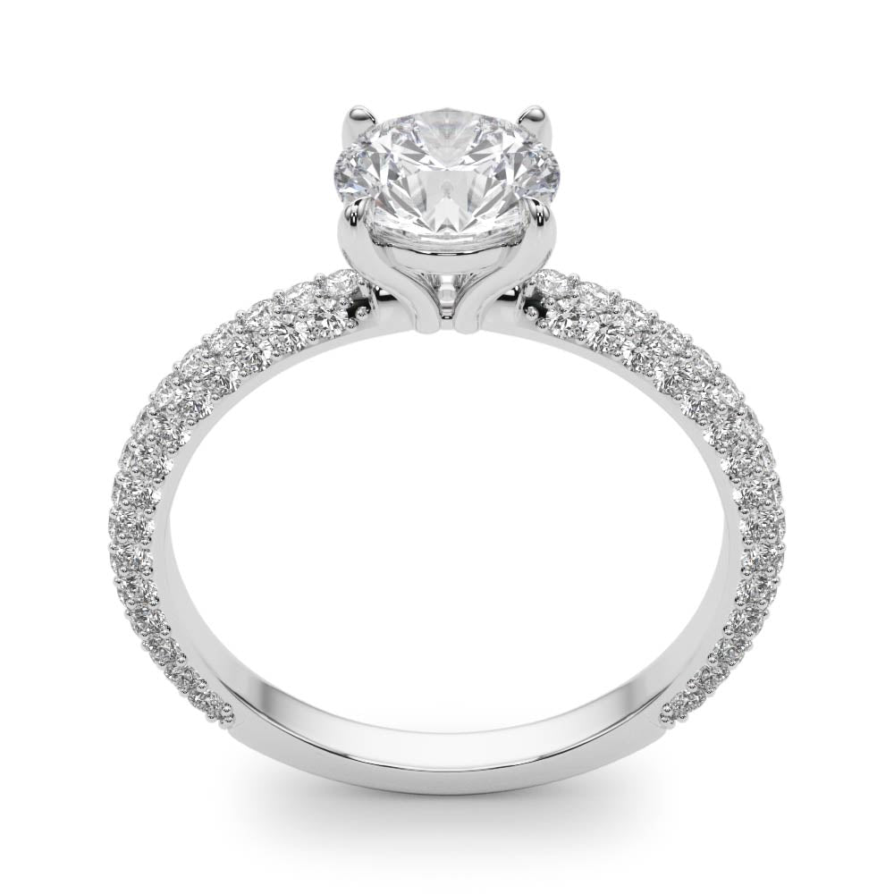 Classic Pave Engagement Ring With Head Round Diamond Engagement Ring in 10K/14K gold and platinum with certified lab-grown or natural diamonds