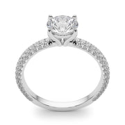 Classic Pave Engagement Ring With Head Round Diamond Engagement Ring in 10K/14K gold and platinum with certified lab-grown or natural diamonds