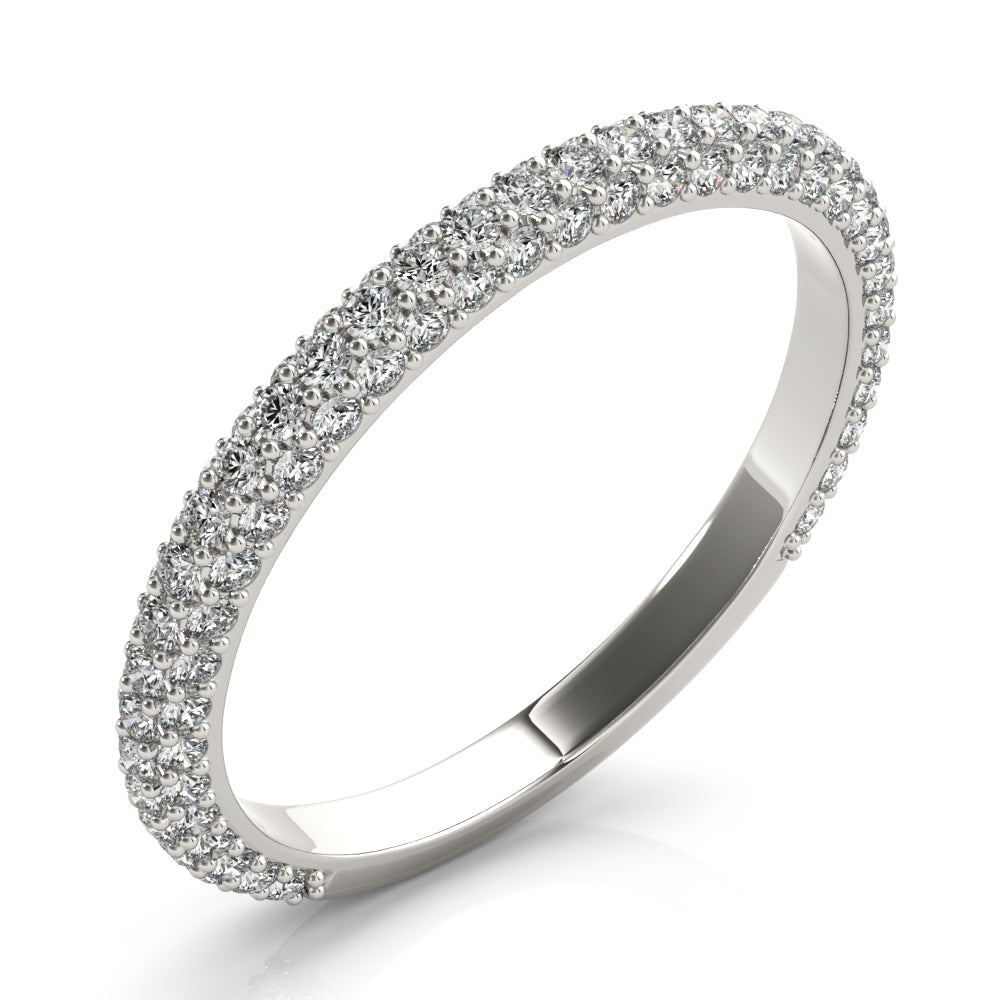 Straight PavÃ£Â© Half Eternity Ring in Gold & Platinum