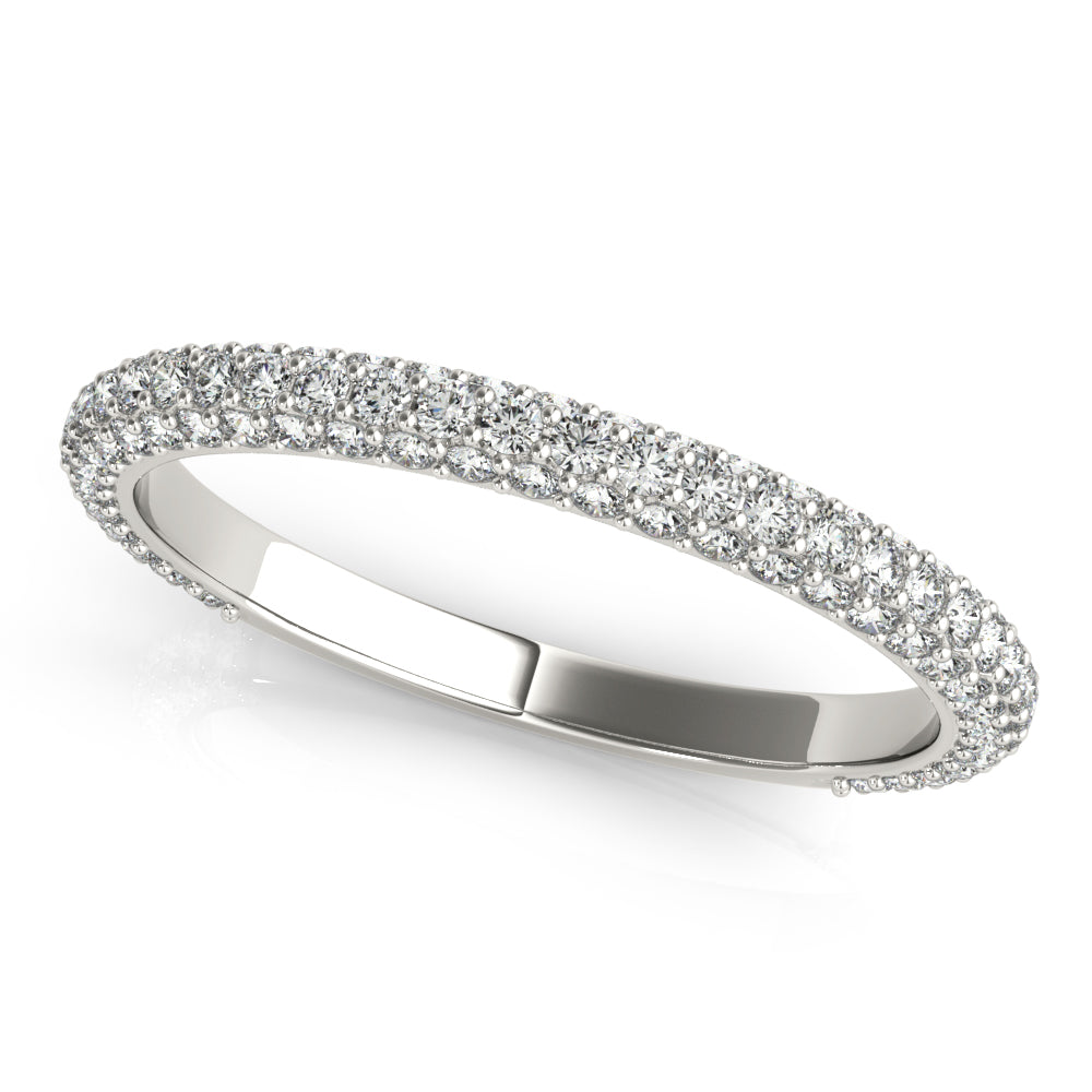 Straight PavÃ£Â© Half Eternity Ring in Gold & Platinum