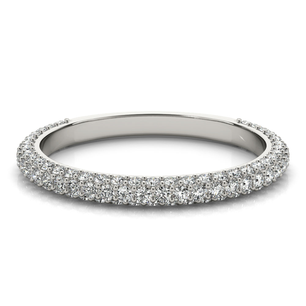 Straight PavÃ£Â© Half Eternity Ring in Gold & Platinum