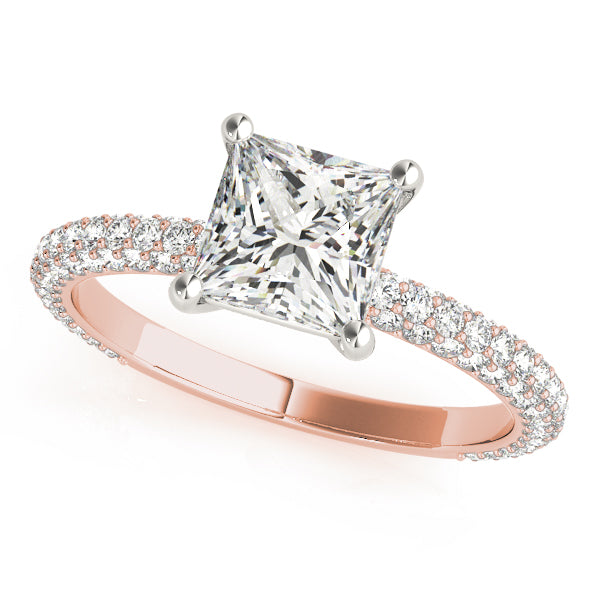 Timeless Pave Engagement Ring With Cut Head Princess Diamond Engagement Ring in 10K/14K gold and platinum with certified lab-grown or natural diamonds