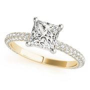 Timeless Pave Engagement Ring With Cut Head Princess Diamond Engagement Ring in 10K/14K gold and platinum with certified lab-grown or natural diamonds