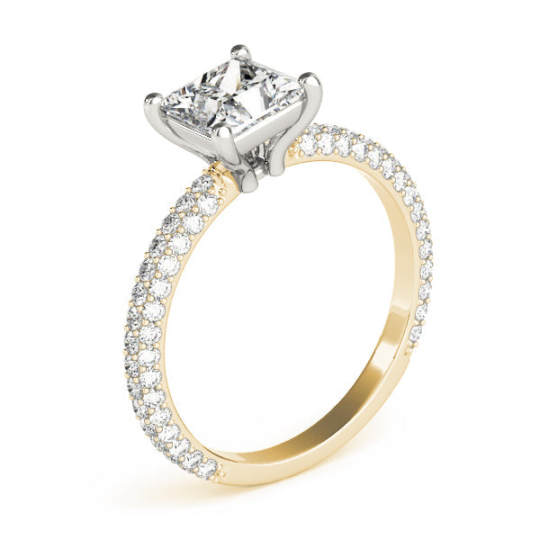 Timeless Pave Engagement Ring With Cut Head Princess Diamond Engagement Ring in 10K/14K gold and platinum with certified lab-grown or natural diamonds