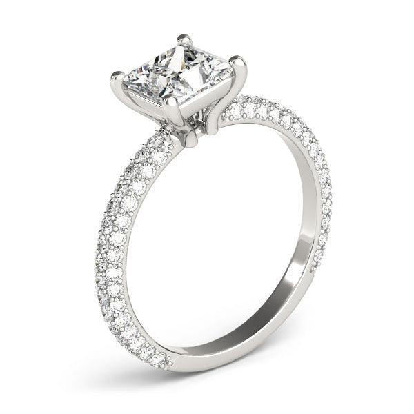 Timeless Pave Engagement Ring With Cut Head Princess Diamond Engagement Ring in 10K/14K gold and platinum with certified lab-grown or natural diamonds