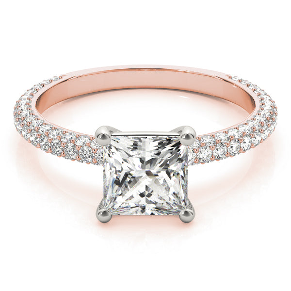 Timeless Pave Engagement Ring With Cut Head Princess Diamond Engagement Ring in 10K/14K gold and platinum with certified lab-grown or natural diamonds