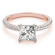 Timeless Pave Engagement Ring With Cut Head Princess Diamond Engagement Ring in 10K/14K gold and platinum with certified lab-grown or natural diamonds