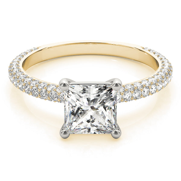 Timeless Pave Engagement Ring With Cut Head Princess Diamond Engagement Ring in 10K/14K gold and platinum with certified lab-grown or natural diamonds