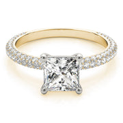 Timeless Pave Engagement Ring With Cut Head Princess Diamond Engagement Ring in 10K/14K gold and platinum with certified lab-grown or natural diamonds