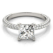 Timeless Pave Engagement Ring With Cut Head Princess Diamond Engagement Ring in 10K/14K gold and platinum with certified lab-grown or natural diamonds