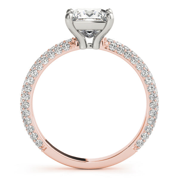 Timeless Pave Engagement Ring With Cut Head Princess Diamond Engagement Ring in 10K/14K gold and platinum with certified lab-grown or natural diamonds