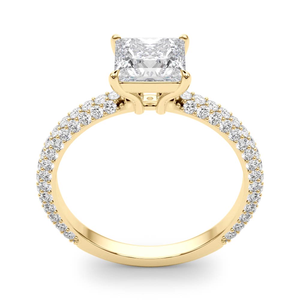 Timeless Pave Engagement Ring With Cut Head Princess Diamond Engagement Ring in 10K/14K gold and platinum with certified lab-grown or natural diamonds