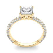 Timeless Pave Engagement Ring With Cut Head Princess Diamond Engagement Ring in 10K/14K gold and platinum with certified lab-grown or natural diamonds