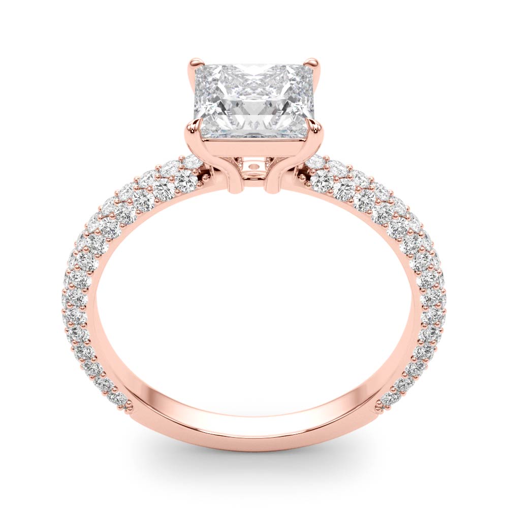 Timeless Pave Engagement Ring With Cut Head Princess Diamond Engagement Ring in 10K/14K gold and platinum with certified lab-grown or natural diamonds