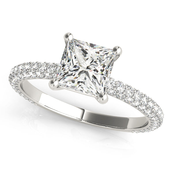 Timeless Pave Engagement Ring With Cut Head Princess Diamond Engagement Ring in 10K/14K gold and platinum with certified lab-grown or natural diamonds