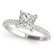 Timeless Pave Engagement Ring With Cut Head Princess Diamond Engagement Ring in 10K/14K gold and platinum with certified lab-grown or natural diamonds