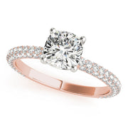 Elegant Pave Engagement Ring With Head Cushion Diamond Engagement Ring in 10K/14K gold and platinum with certified lab-grown or natural diamonds