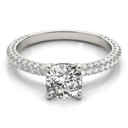 Elegant Pave Engagement Ring With Head Cushion Diamond Engagement Ring in 10K/14K gold and platinum with certified lab-grown or natural diamonds