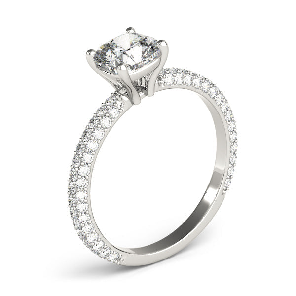 Elegant Pave Engagement Ring With Head Cushion Diamond Engagement Ring in 10K/14K gold and platinum with certified lab-grown or natural diamonds