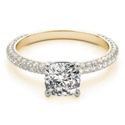Elegant Pave Engagement Ring With Head Cushion Diamond Engagement Ring in 10K/14K gold and platinum with certified lab-grown or natural diamonds