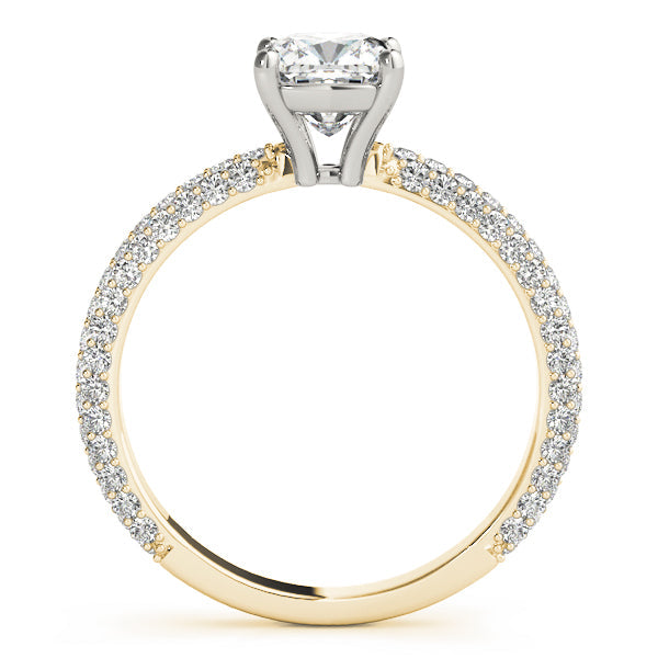 Elegant Pave Engagement Ring With Head Cushion Diamond Engagement Ring in 10K/14K gold and platinum with certified lab-grown or natural diamonds