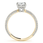 Elegant Pave Engagement Ring With Head Cushion Diamond Engagement Ring in 10K/14K gold and platinum with certified lab-grown or natural diamonds