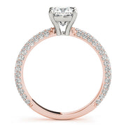 Elegant Pave Engagement Ring With Head Cushion Diamond Engagement Ring in 10K/14K gold and platinum with certified lab-grown or natural diamonds